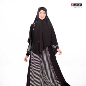 set gamis aulia fashion medina black stripe 1
