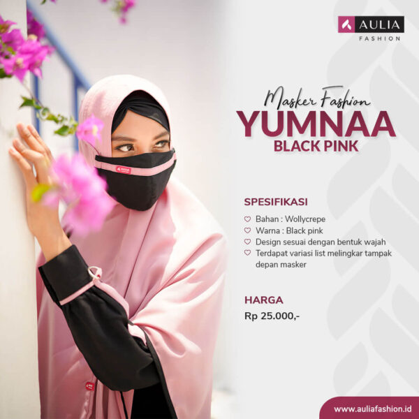 Masker Fashion Yumnaa Black Pink by Aulia Fashion 1