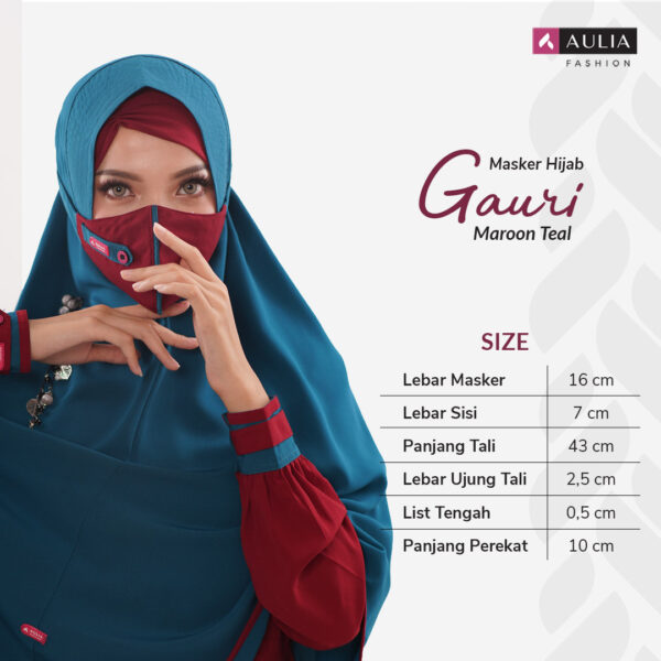 Masker Hijab Gauri Maroon Teal Aulia Fashion 2