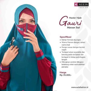 Masker Hijab Gauri Maroon Teal Aulia Fashion