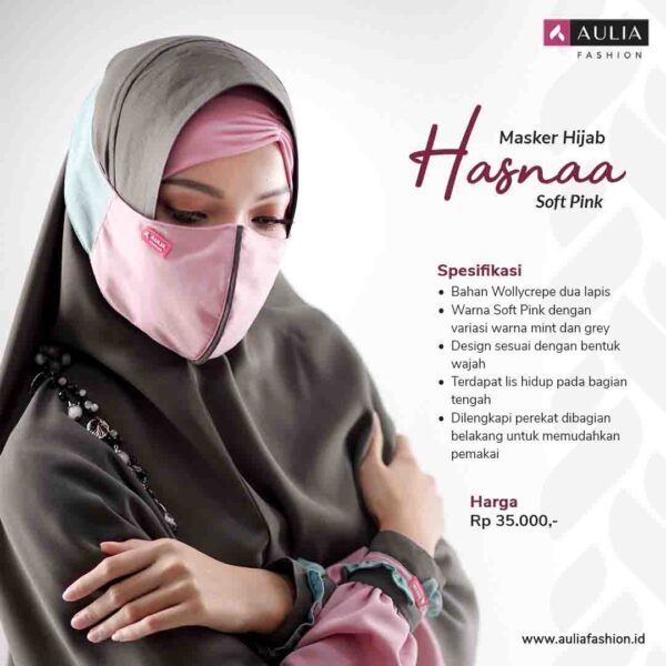 Masker Hijab Hasnaa Soft Pink Aulia Fashion
