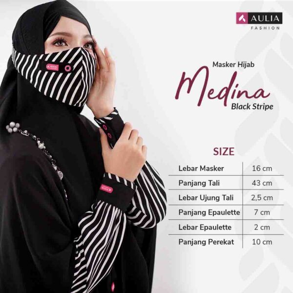 Masker Hijab Medina Black Stripe Aulia Fashion 2