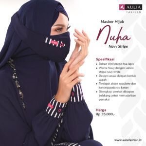 Masker Hijab Nuha Navy Stripe Aulia Fashion