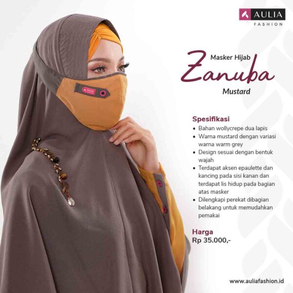 Masker Hijab Zanuba Mustard Aulia Fashion 1