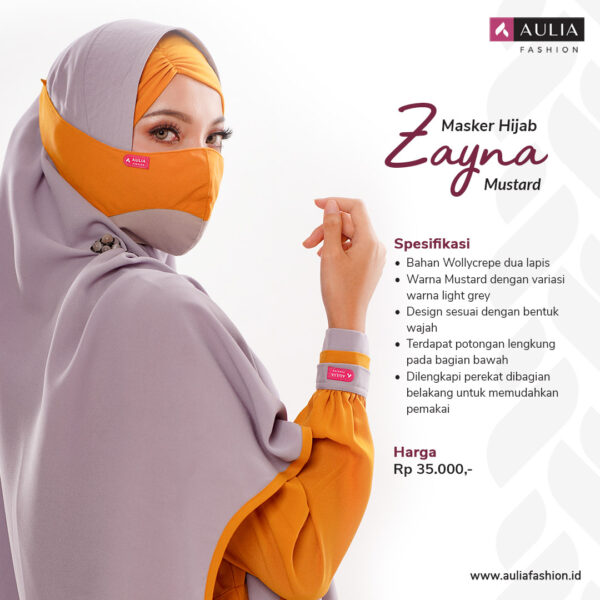 Masker Hijab Zayna Mustard Aulia Fashion