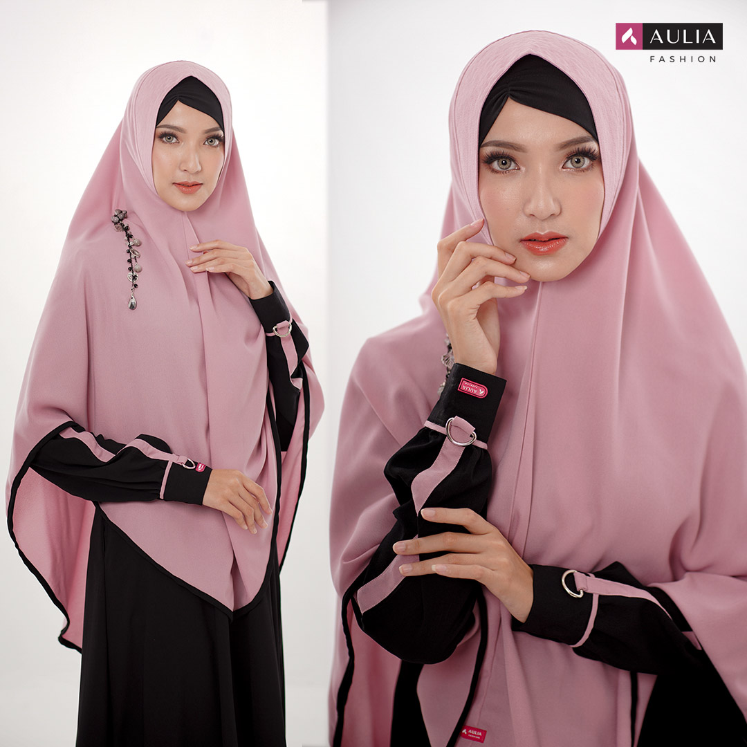 Set Gamis Yumnaa Black Pink | Aulia Fashion
