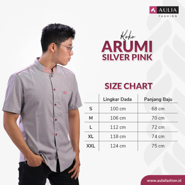 Baju Koko Aulia Fashion Arumi Silver Pink 3
