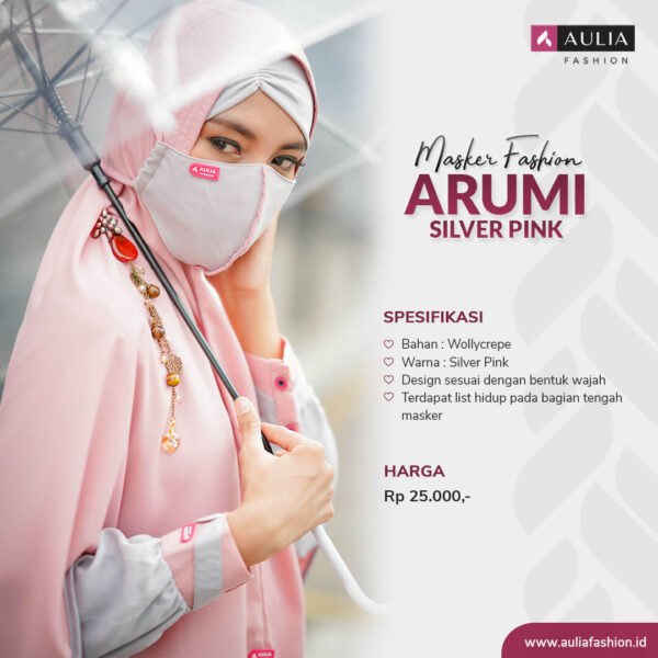 Masker Fashion Arumi Silver Pink by Aulia Fashion 1