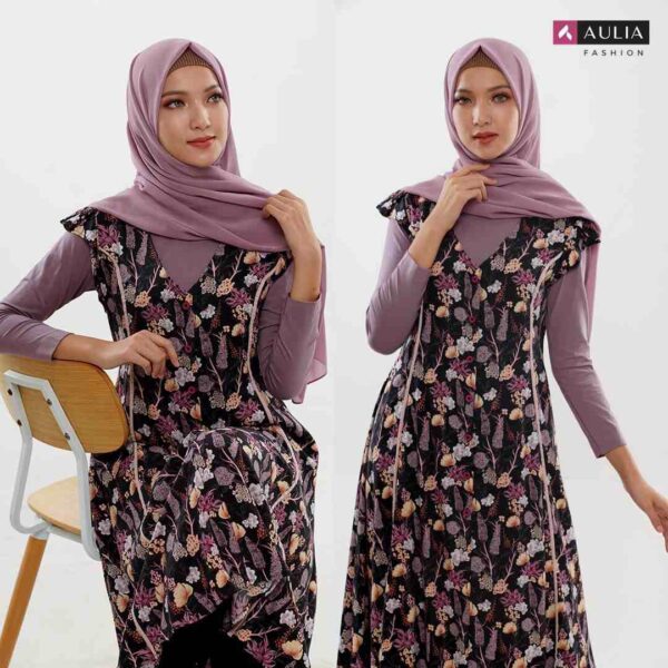 Yasmine Home Dress Aulia Fashion Black Purple 2