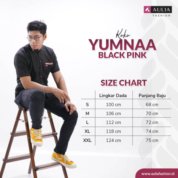 Baju Koko Aulia Fashion Yumnaa Black Pink 3