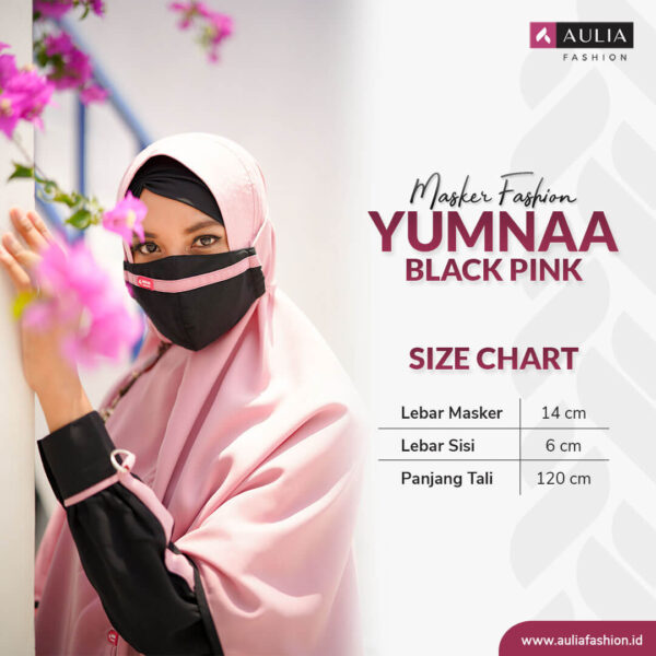 Masker Fashion Yumnaa Black Pink by Aulia Fashion 3
