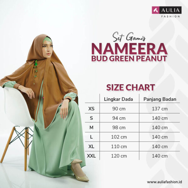 Set Gamis Aulia Fashion Nameera Bud Green Peanut 3