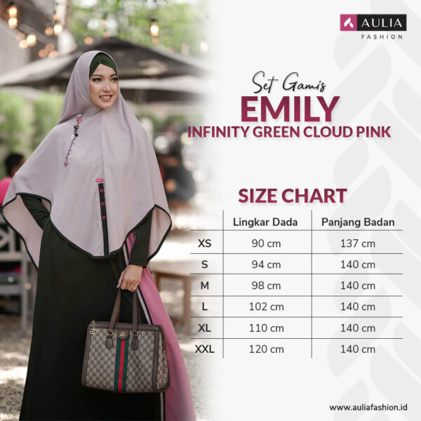 Set Gamis Aulia Fashion Emily Infinity Green Cloud Pink 3