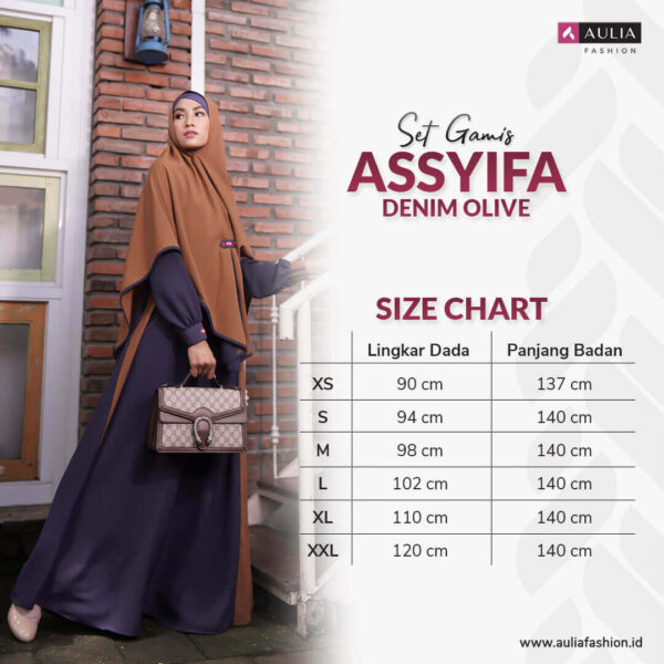 Set Gamis Aulia Fashion Assyifa Denim Olive 3