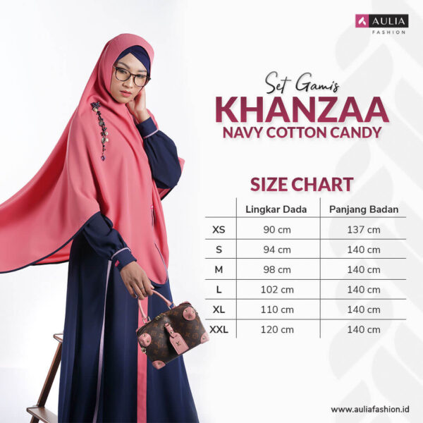 Set Gamis Aulia Fashion Khanzaa Navy Cotton Candy 3