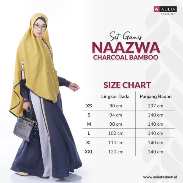 Set Gamis Aulia Fashion Naazwa Charcoal Bamboo 3