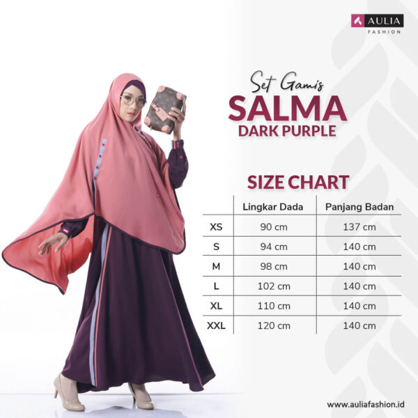 Set Gamis Aulia Fashion Salma Dark Purple 3