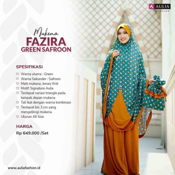 Mukena Fazira Green Saffron by Aulia Fashion 1
