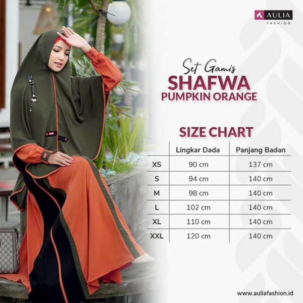 Set Gamis Aulia Fashion Shafwa Pumpkin Orange 3
