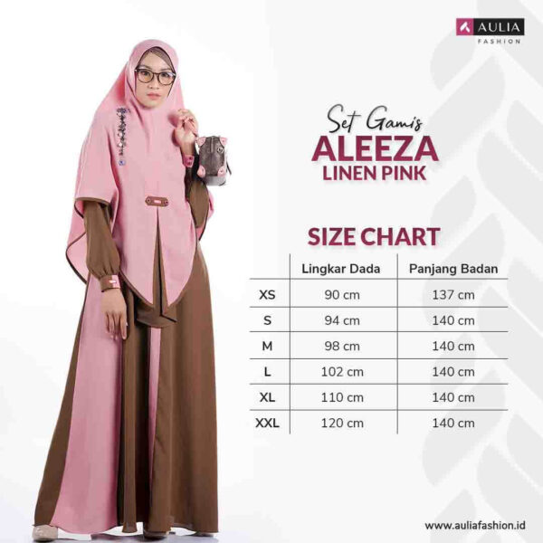 Set Gamis Aulia Fashion Aleeza Linen Pink 3