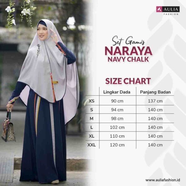 Set Gamis Aulia Fashion Naraya Navy Chalk 3