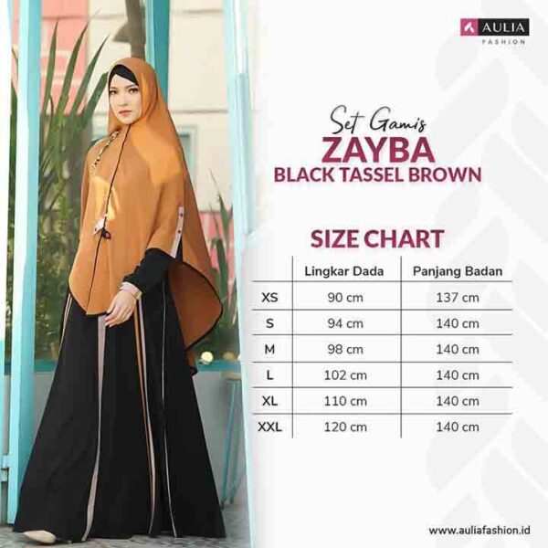 Set Gamis Aulia Fashion Zayba Black Tassel Brown 3