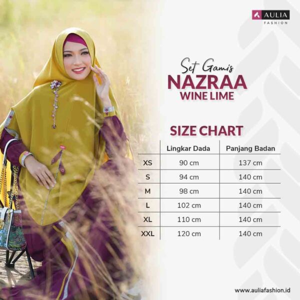 Set Gamis Aulia Fashion Nazraa Wine Lime 3