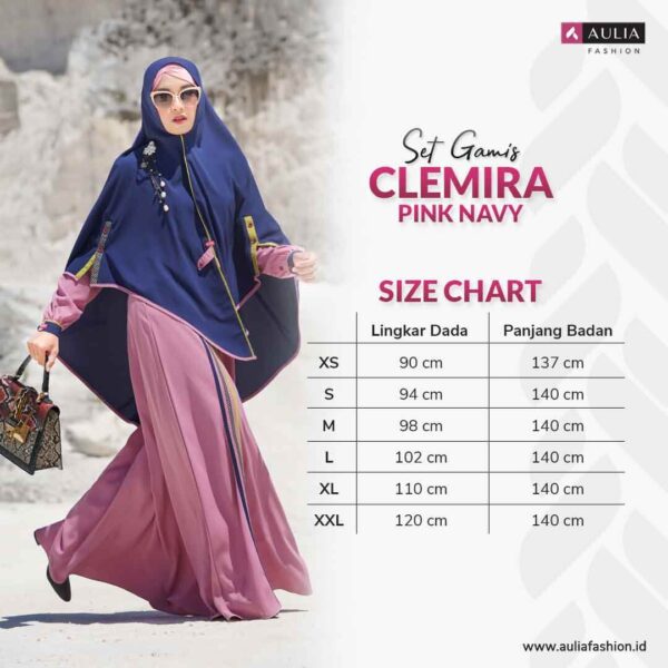 Set Gamis Aulia Fashion Clemira Pink Navy 3