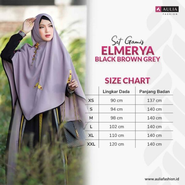 Set Gamis Aulia Fashion Elmerya Black Brown Grey 3