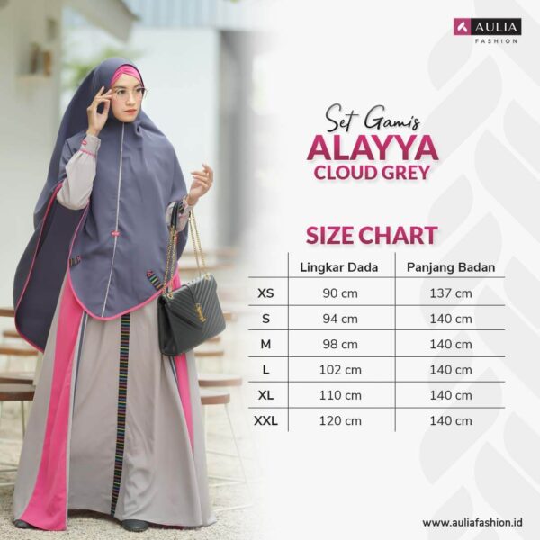 Set Gamis Aulia Fashion Alayya Cloud Grey 3