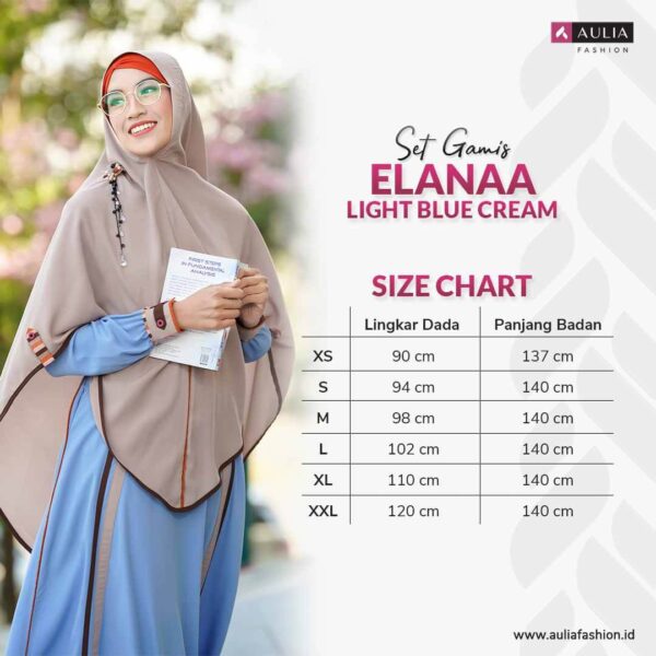 Set Gamis Aulia Fashion Elanaa Light Blue Cream 3