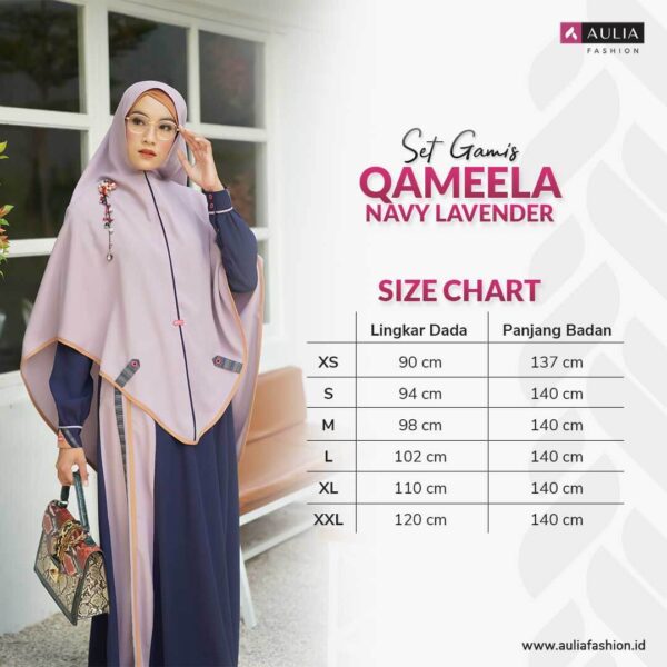 Set Gamis Aulia Fashion Qameela Navy Lavender 3