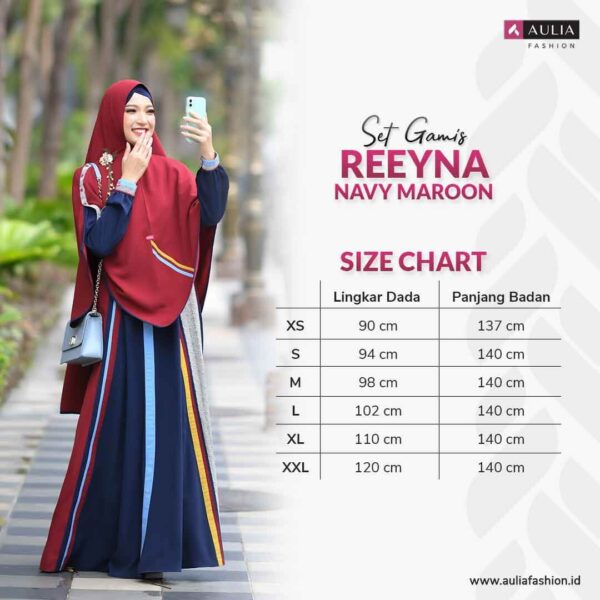 Set Gamis Aulia Fashion Reynaa Navy Maroon 3