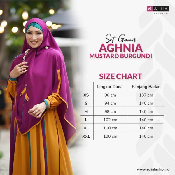 Set Gamis Aulia Fashion Aghnia Mustard Burgundi 3