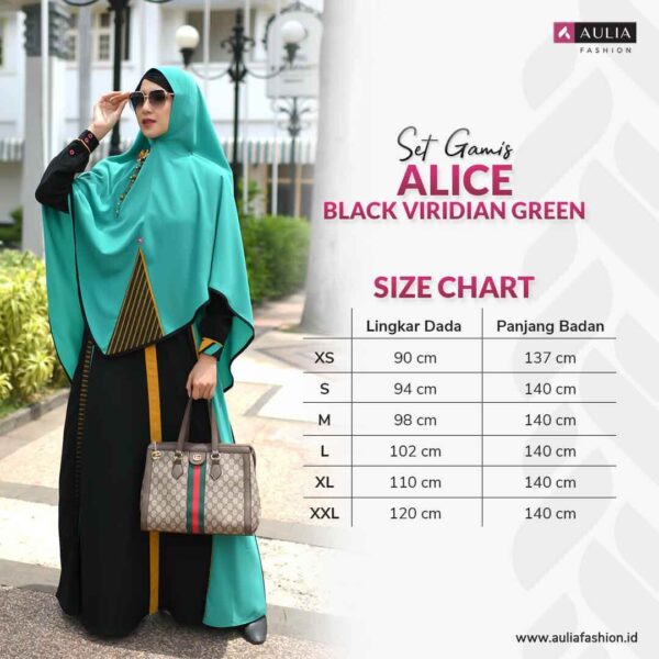 Set Gamis Aulia Fashion Alice Black Viridian Green 3