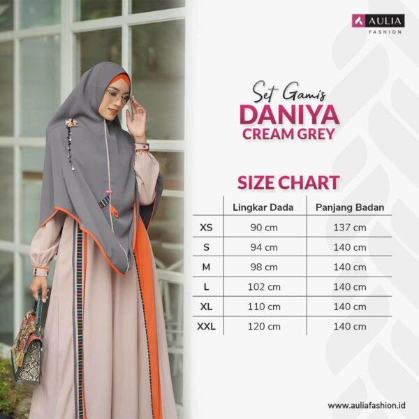 Set Gamis Aulia Fashion Daniya Cream Grey 3