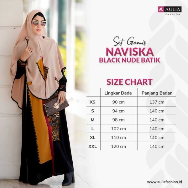 Set Gamis Aulia Fashion Naviska Black Nude Batik 3