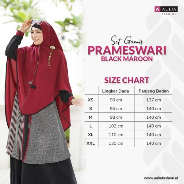 Set Gamis Aulia Fashion Prameswari Black Maroon 3