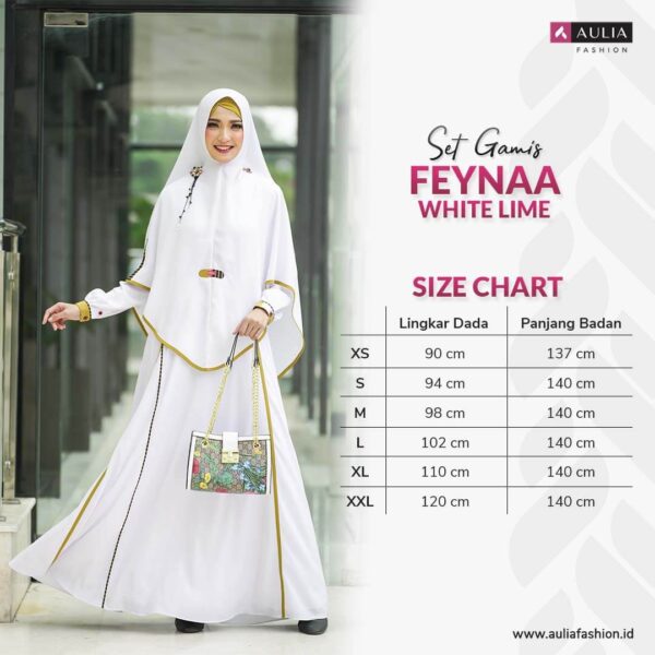 Set Gamis Aulia Fashion Feynaa White Lime 3