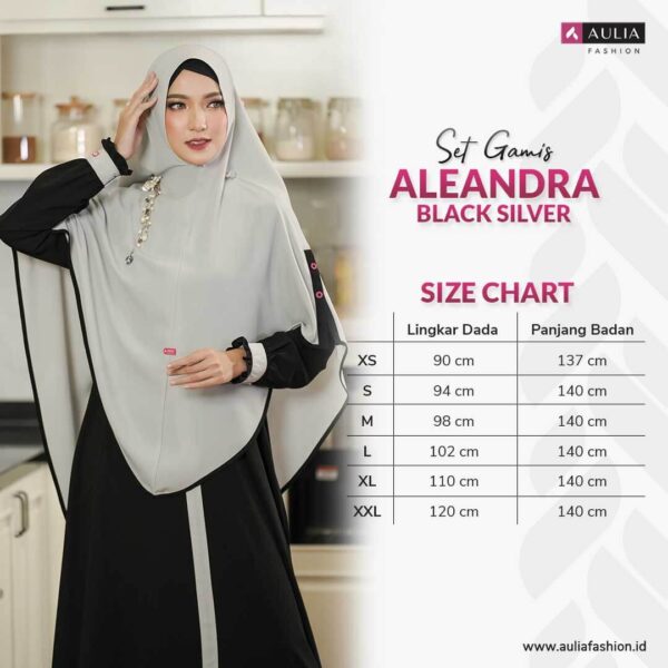 Set Gamis Aulia Fashion Aleandra Black Silver 3
