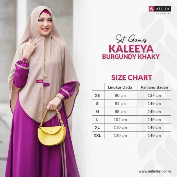 Set Gamis Aulia Fashion Kaleeya Burgundy Khaky 3